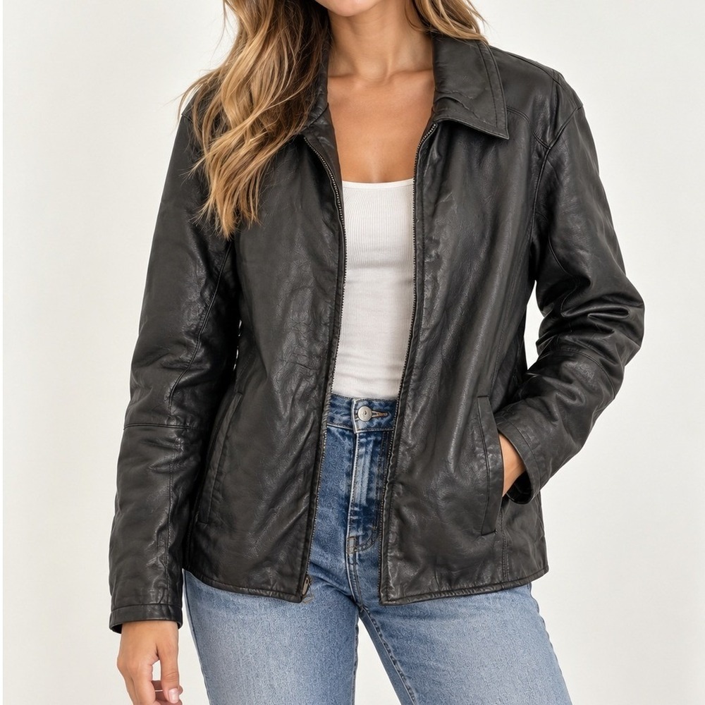 Wilson Leather Thinsulate Insulated Lined Leather Jacket Biker Dark Academia